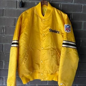 rare gold colorway 90s steelers satin jacket 🔥